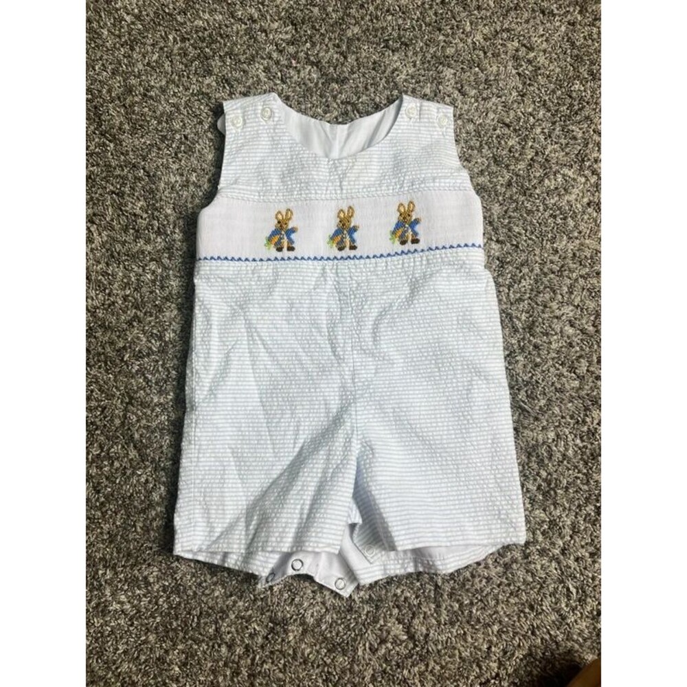 Classic Whimsy Blue Peter Rabbit Seersucker/Romper size 3M